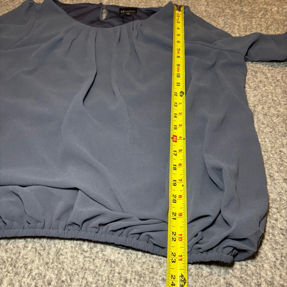 Zenobia Women’s Pleated Blouse 2XL Slate Blue - Picture 6 of 7
